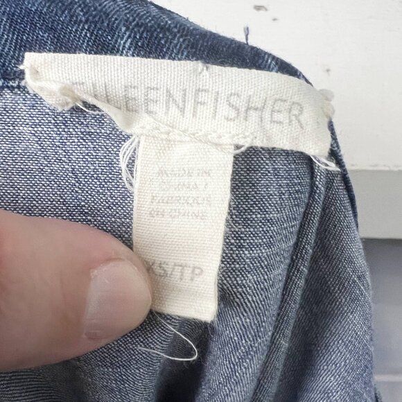 Eileen Fisher Tencel Organic Cotton Denim Dress blue chambray relaxed fit boho - Picture 6 of 8